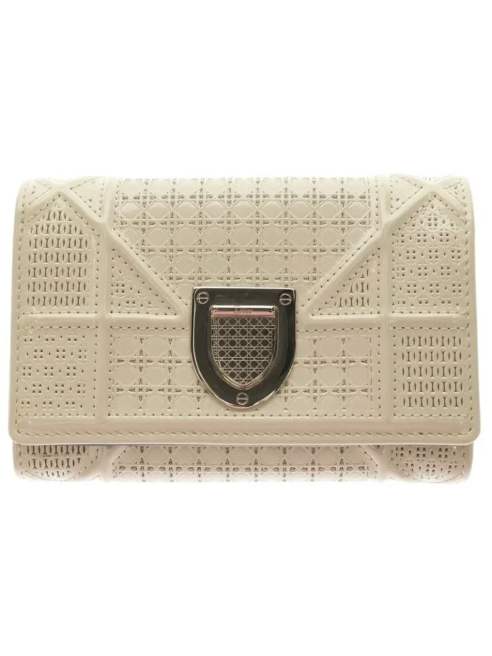 Dior Diorama Leather Trifold Wallet Compact White